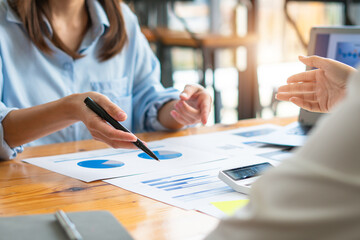 Business Consulting meeting working and brainstorming new business project finance investment concept.