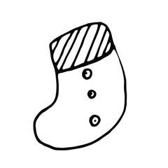 Gingerbread.Doodle.Hand painted lineart illustration.Gingerbread icon.