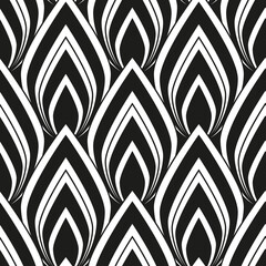Art Deco black and white seamless pattern. Vintage abstract geometric design as fashion print, home decor, textile and fabric print, wallpaper.