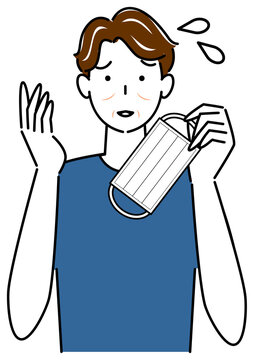 man holding mask, sweating, worried clip art preview