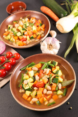 broth and vegetable and ingredients