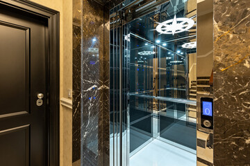 Shiny lift elevator in luxury apartment building © rilueda