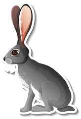 A sticker template of rabbit cartoon character