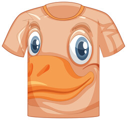 Front of t-shirt with face of duck pattern