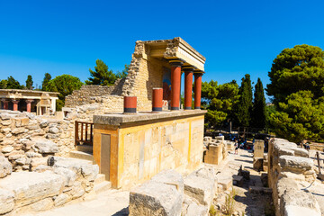 Knossos palace of the Minoan civilization and culture at Heraklion without people, Crete, Greece