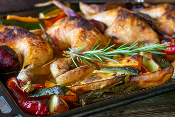 Chicken with oven baked vegetables