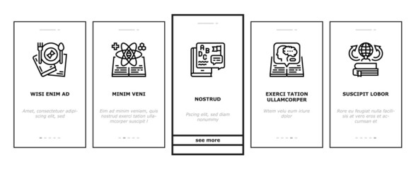 History Learn Educational Lesson Onboarding Mobile App Page Screen Vector. Environmental And Art, Political And Economic, Intellectual Science History, Ancient Ruins And Gate Researching Illustrations