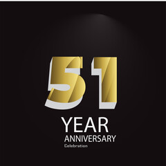 51 th anniversary event party. Vector illustration. numbers template for Celebrating.