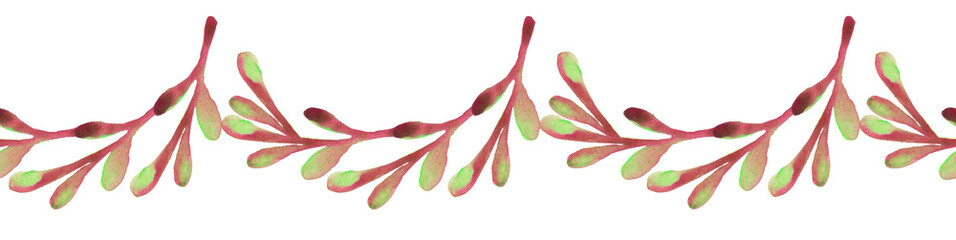 Obraz premium strip made of fesh green leaves on dark white background, top view. Horizontal image with copy space