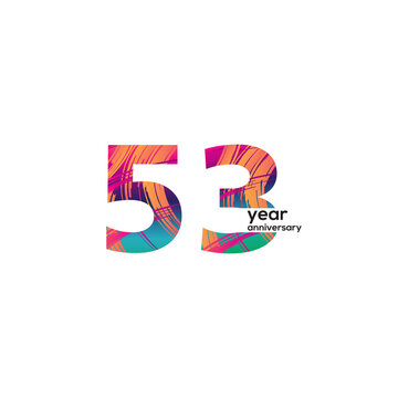 53 th anniversary event party. Vector illustration. numbers template for Celebrating.