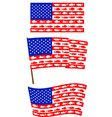 American flag. Fishing. Silhouettes of fish on a light background.