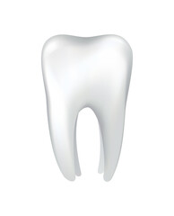 White shining human tooth. Dental medical vector icon. Stomatology clinic symbol. Teeth protection, oral or tooth care. Teeth restoration