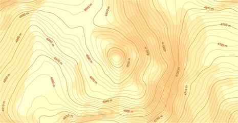 Abstract vector topographic map in yellow colors - obrazy, fototapety, plakaty