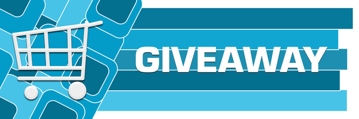 Giveaway Blue Squares Stripes Symbol Text Horizontal 