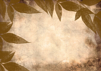 Grunge  vintage background with leaves
