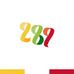 number numeral color colorful rainbow 289, vector element template can be used as city birthday or sports number for competitions. Simple creative geometric sign Emblem
