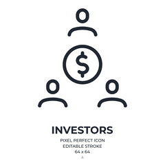 Investors or stakeholders concept editable stroke outline icon isolated on white background flat vector illustration. Pixel perfect. 64 x 64.
