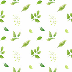 Hand painted watercolor seamless pattern Lovely foliage
