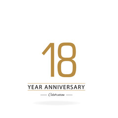 18th anniversary event party. Vector illustration. numbers template for Celebrating.