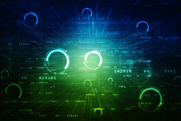 2d illustration Abstract futuristic electronic circuit technology background