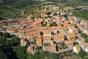 Fototapeta na wymiar aerial view of the historic center of the town of gambassi terme in tuscany