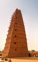 Exterior view to Grand mosque of Agadez, Niger - 458692276