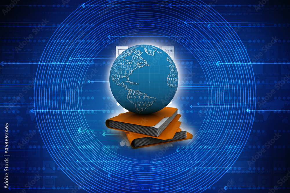Poster 3d rendering folder with documents
