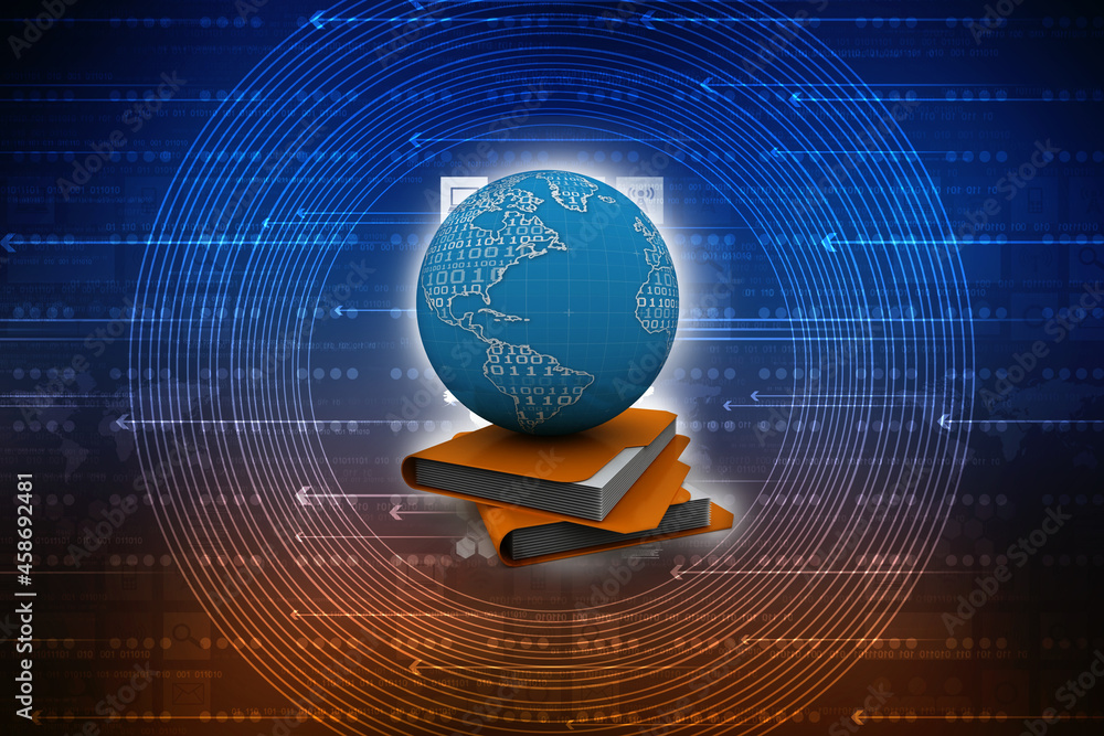 Poster 3d rendering folder with documents