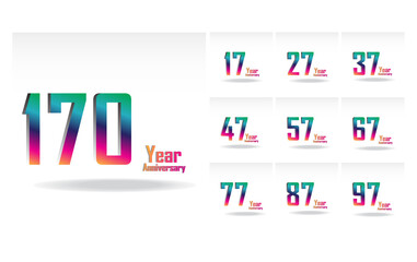 Year Anniversary Set Elegant Vector Template Design Illustration