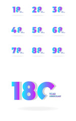 Year Anniversary Set Elegant Vector Template Design Illustration