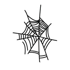 Vector web for Halloween with black line on white background doodle style.Holiday,horror,scary illustration for all saints day hand drawn.Designs for invitations,social media,posters,cards,packaging.