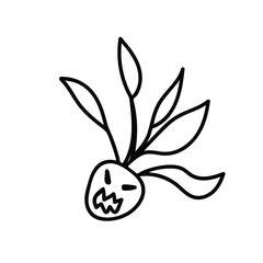 Vector flower for Halloween with black line on white background doodle style.Holiday,horror,scary illustration for all saints day hand drawn.Designs for invitations,social media,posters,packaging.