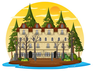 Haunted house at daytime scene