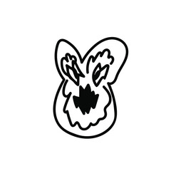 Vector flower for Halloween with black line on white background doodle style.Holiday,horror,scary illustration for all saints day hand drawn.Designs for invitations,social media,posters,packaging.