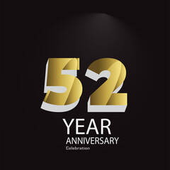 52 th anniversary event party. Vector illustration. numbers template for Celebrating.