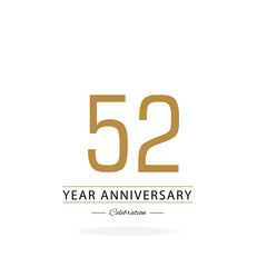 52 th anniversary event party. Vector illustration. numbers template for Celebrating.
