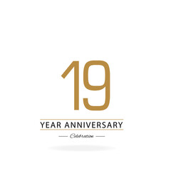 19th anniversary event party. Vector illustration. numbers template for Celebrating.