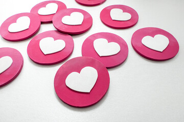 Pink Love Reaction Icons on White Background
