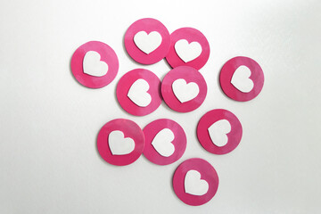 Pink Love Reaction Icons on White Background