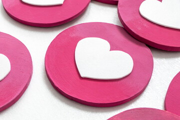 Pink Love Reaction Icons on White Background
