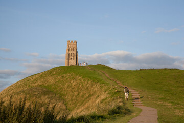 The Glastonbury Tor on a hill in Glastonbury, Somerset in the UK