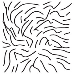 Black paint brush strokes vector seamless pattern. Hand drawn curved and wavy lines with grunge circles. brush scribbles decorative texture. Messy doodles, bold curvy lines illustration.