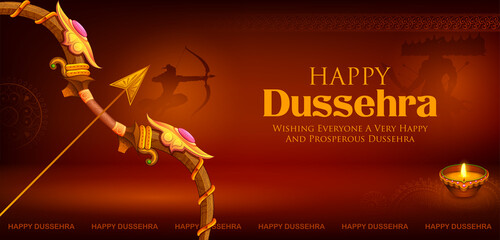 Happy Dussehra religious festival of India background - 458696018