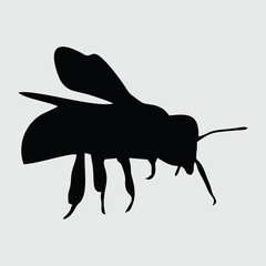 Bee Silhouette, Bee Isolated On White Background