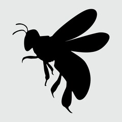Bee Silhouette, Bee Isolated On White Background