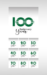 Year Anniversary Set Elegant Vector Template Design Illustration