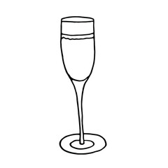 Сocktail doodle.Hand drawn lineart.Celebration.Champagne.