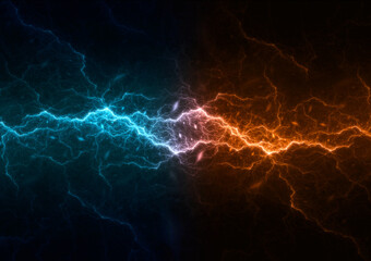 Fire and ice lightning, abstract plasma background