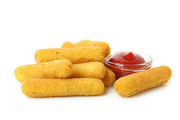 Fried cheese sticks isolated on white background