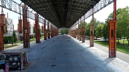 A daytime view of the Parco Dora. The public industrial park on the outskirts of Turin.
